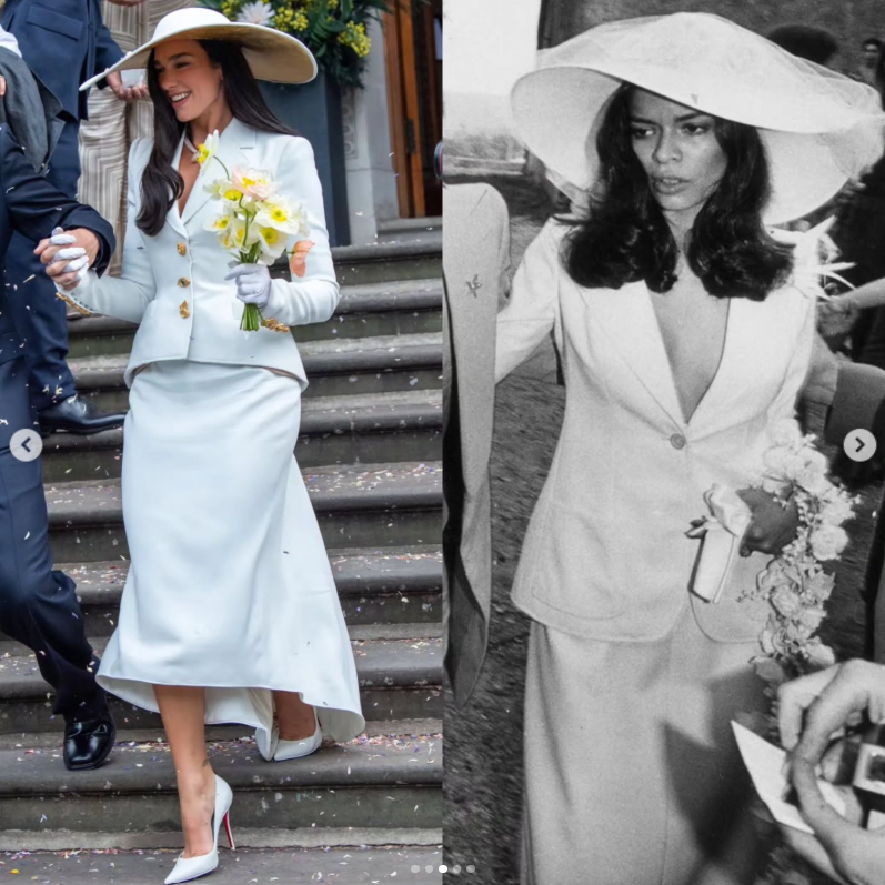 © Instagram | L'abito da sposa di Dua Lipa ispirato a quello indossato nel 1971 da Bianca Jagger (foto dalla pagina Instagram ufficiale @duachile, gestita dalla comunità di fan dell'artista in Cile)