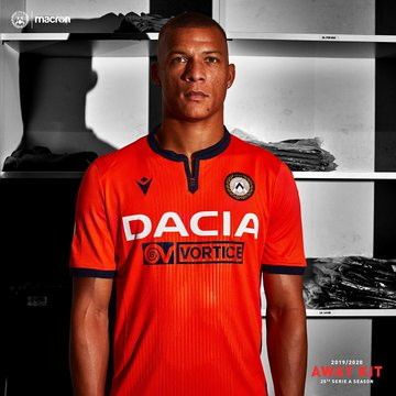 Udinese seconda maglia arancione con bordi blu navy Sportmediaset
