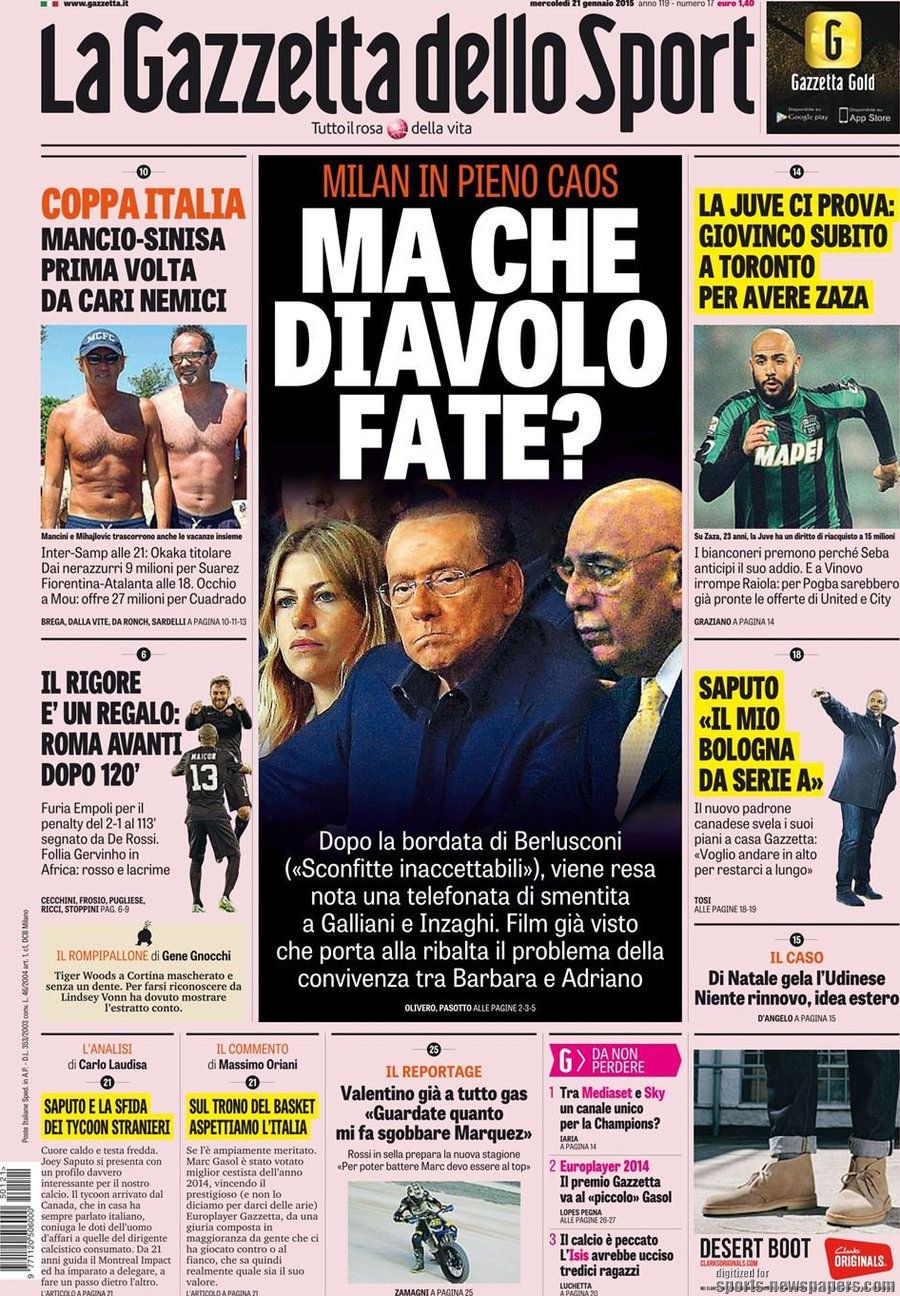 © sportmediaset  | La Gazzetta dello Sport