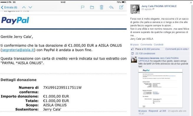 © facebook  | Il bonifico di Rocco Hunt