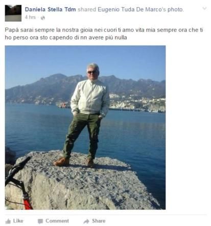 © facebook  | La figlia della vittima ricorda il padre con un post su Facebook