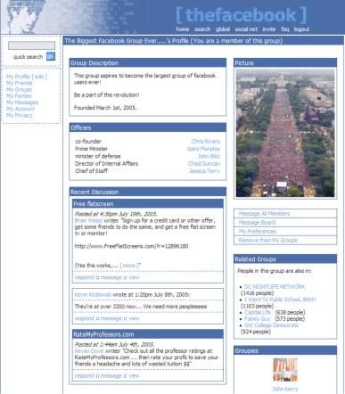 © facebook  | La grafica del Facebook degli inizi, nel 2004.