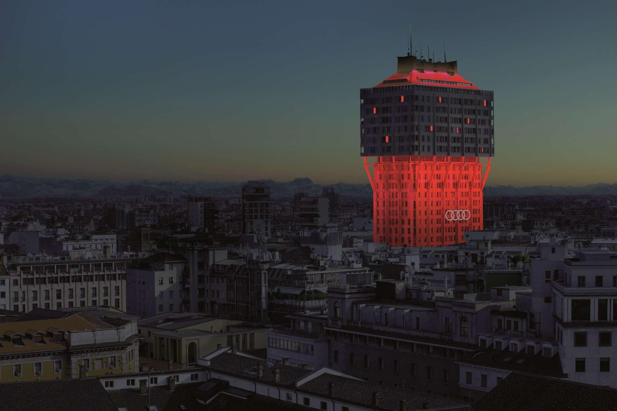 © ufficio-stampa  | Torre Velasca, "Glow, Velasca, Glow!" (progetto di Ingo Maurer
e Axel Schmid)