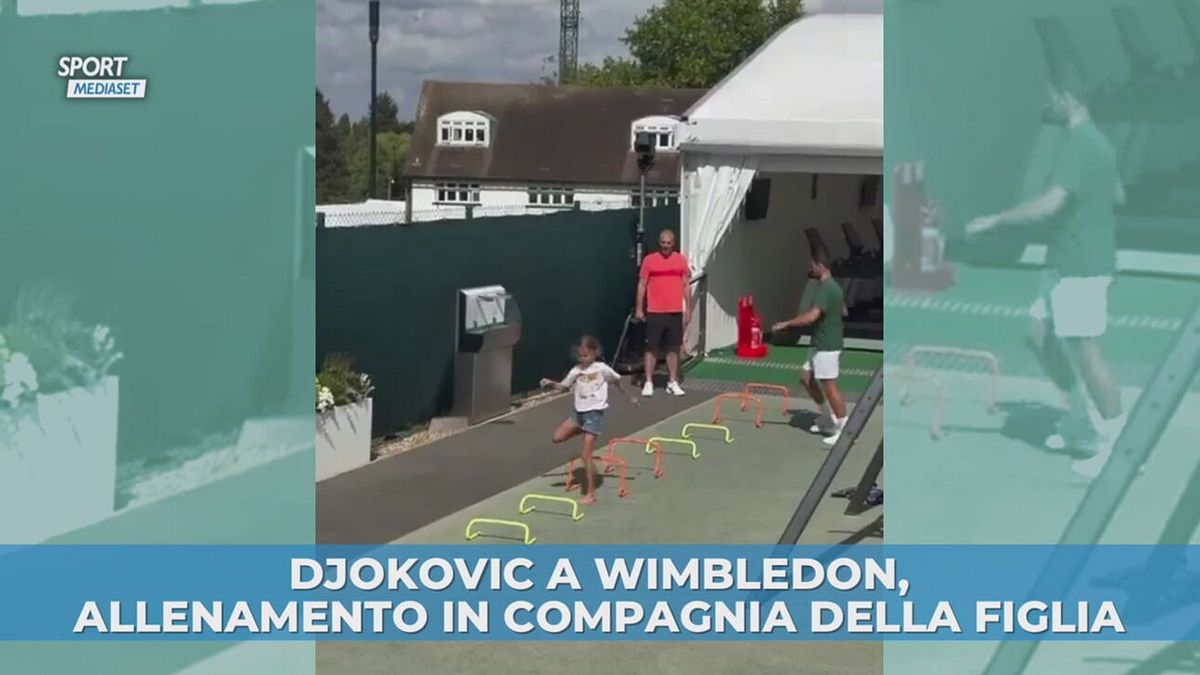 Djokovic e la figlia a Wimbledon