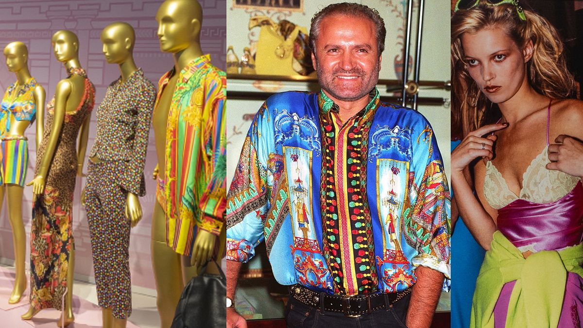 La mostra "Gianni Versace Retrospective", lo stilista nel suo store di Old Bond Street a Londra, Kate Moss nel backstage di una sfilata a Milano