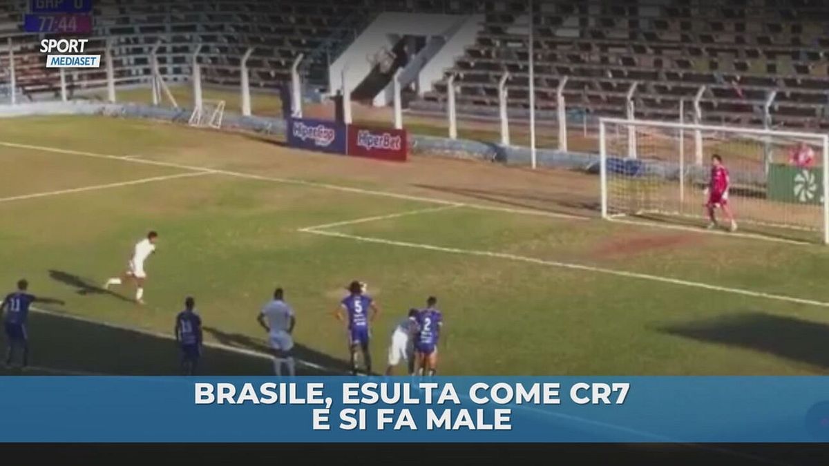 Esulta come CR7 e si fa male