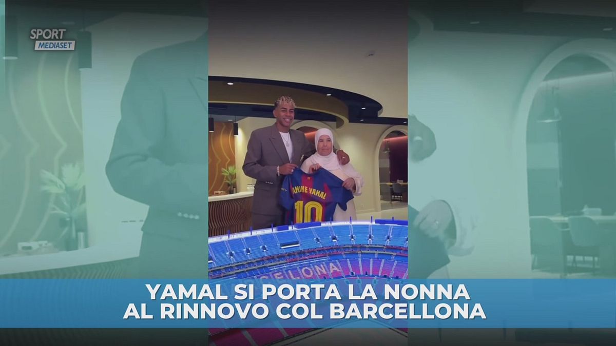 Yamal si porta la nonna al rinnovo col Barça