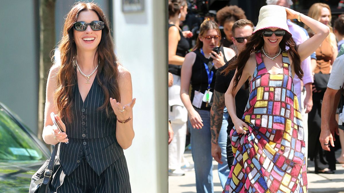 Anne Hathaway, i primi look sul set del film "Il Diavolo veste Prada 2" a New York