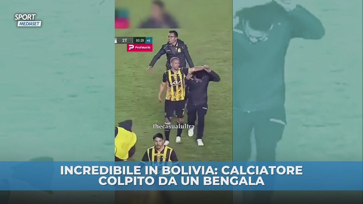 Incredibile in Bolivia: bengala su un giocatore