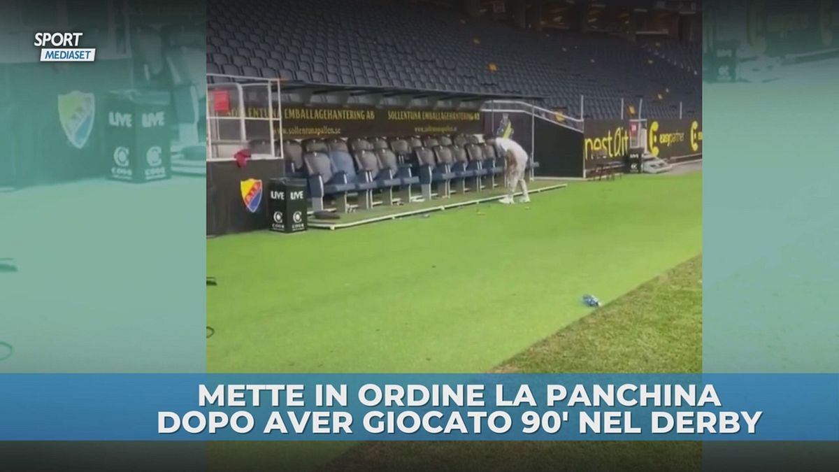 Svezia: il calciatore pulisce e riordina la panchina a fine partita