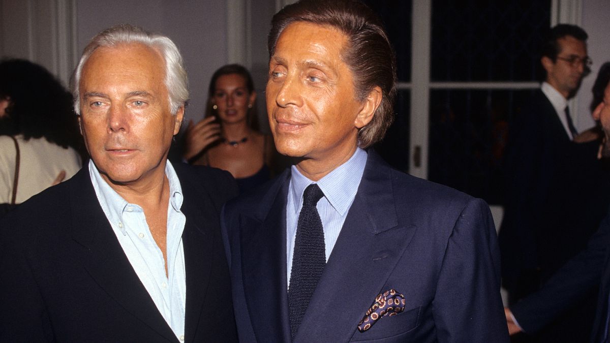 Giorgio Armani e Valentino negli anni Novanta ©fotostore