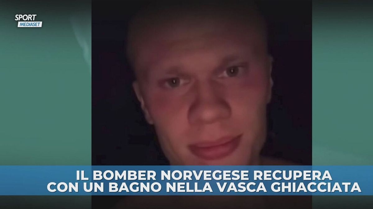 Haaland: prima gol al Napoli, poi il bagno nella vasca ghiacciata