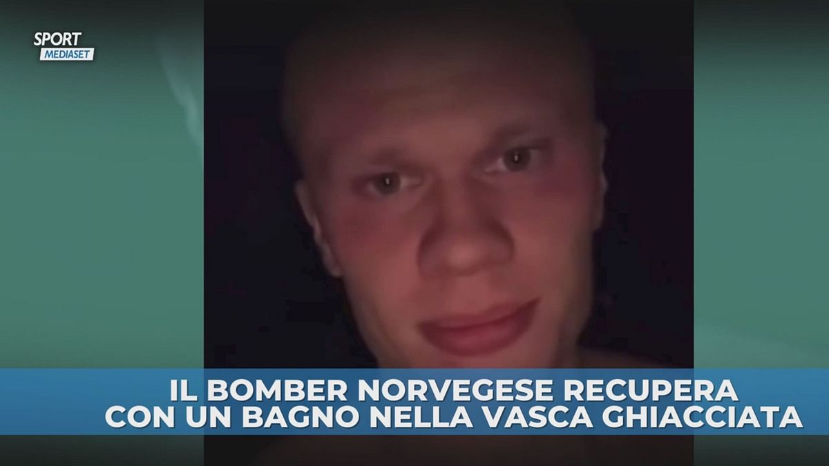 Haaland: prima gol al Napoli, poi il bagno nella vasca ghiacciata