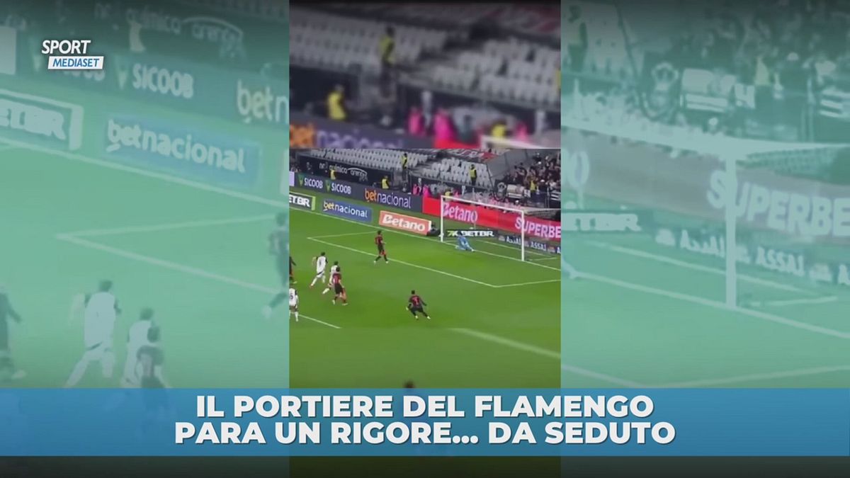 Portiere del Flamengo para un rigore da seduto