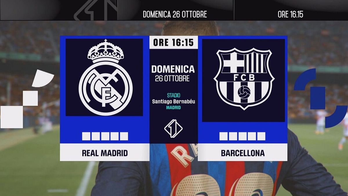 Real Madrid-Barcellona: domenica 26 ottobre alle 16.15 su Italia 1