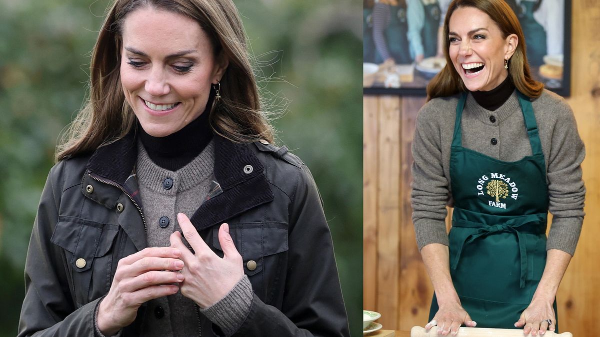 La principessa Kate Middleton in Irlanda del Nord, durante la visita presso un'azienda agricola con il marito, il principe William