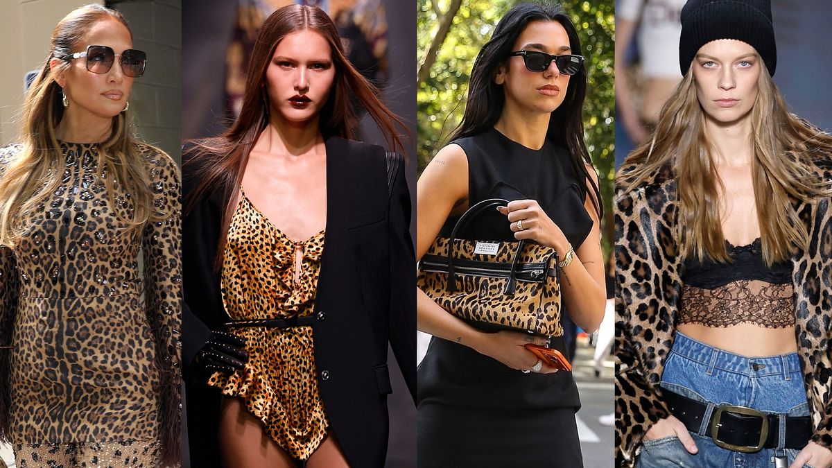 Tendenza animalier: il total look di Jennifer Lopez, la borsa di Dua Lipa e due look proposti in passerella dalle sfilate autunno 2025