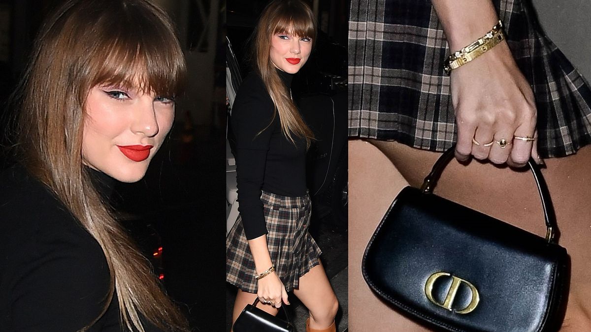 Taylor Swift per le strade di New York in versione preppy: minigonna scozzese, borsetta rétro e l'iconico rossetto rosso