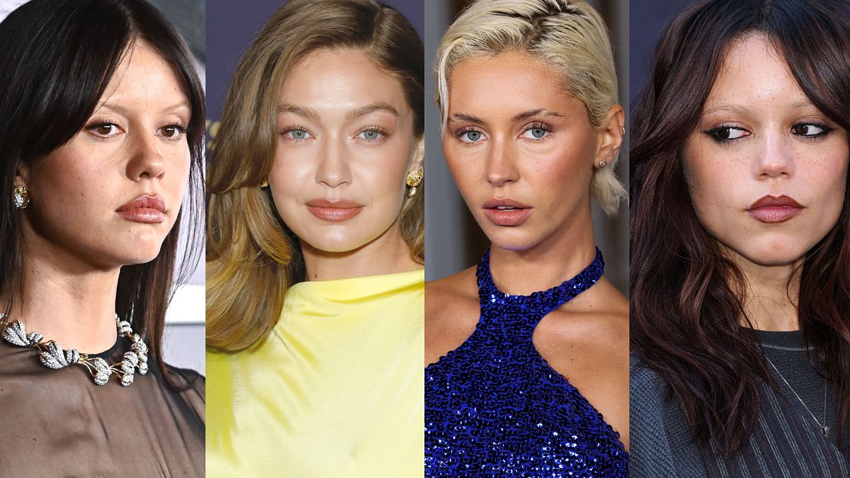 Tendenze sopracciglia autunno 2025: le "renaissance brows" di Mia Goth, le "bold brows" di Gigi Hadid, le "slit brows" di Iris Law e decolorate come Jenna Ortega