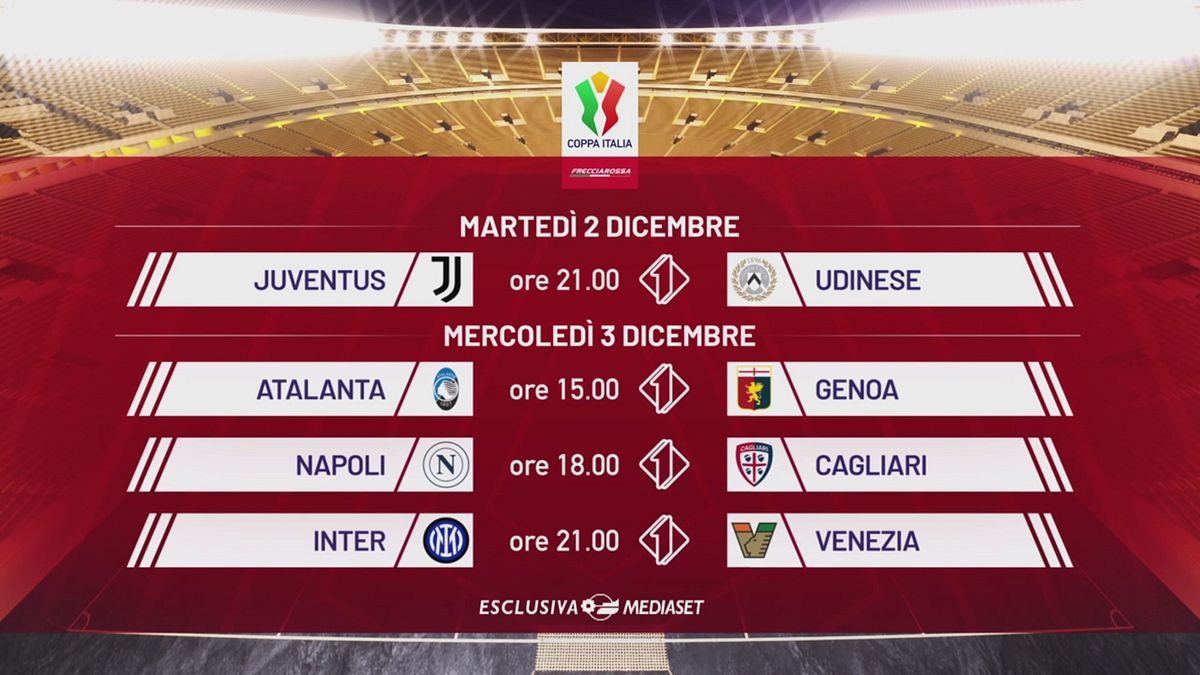 Il calendario degli ottavi di Coppa Italia