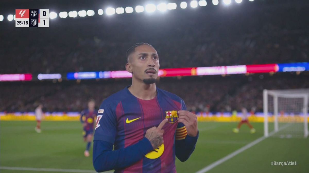 26' | Gol di Raphinha (Barcellona-Atletico Madrid 1-1)