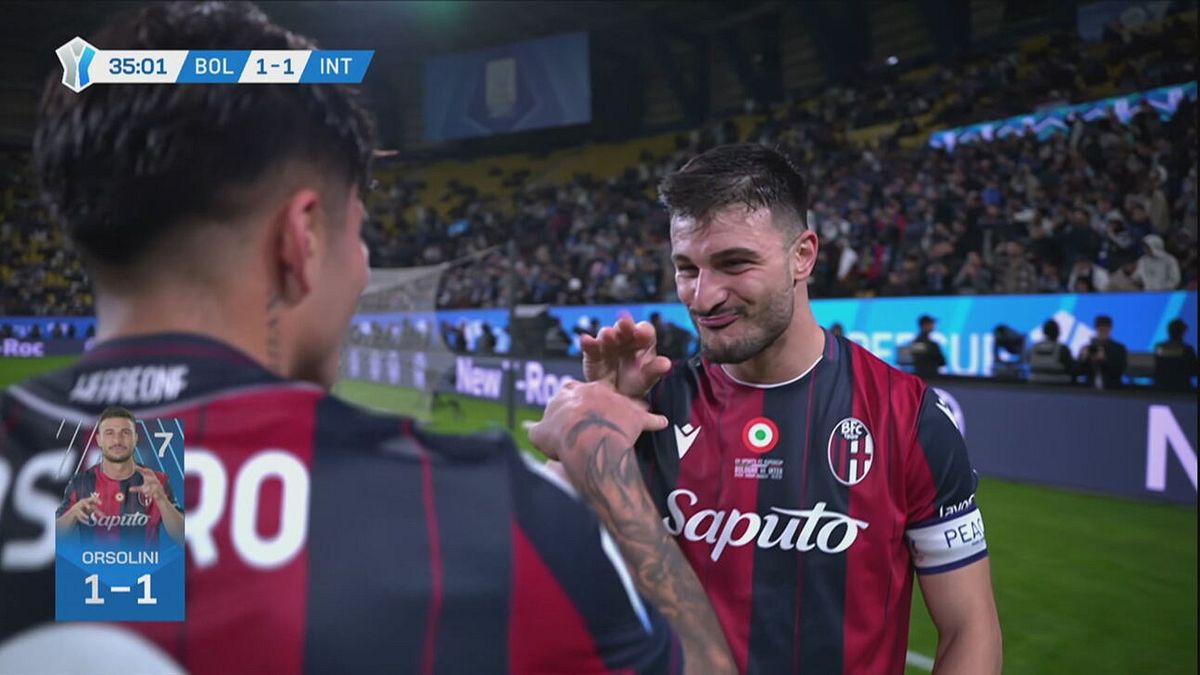 35' | Gol di Orsolini (Bologna-Inter 1-1)
