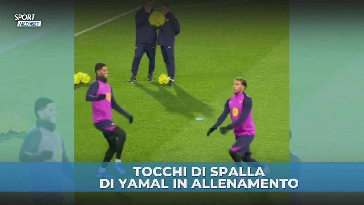 Yamal dà spettacolo in allenamento con i tocchi di spalla