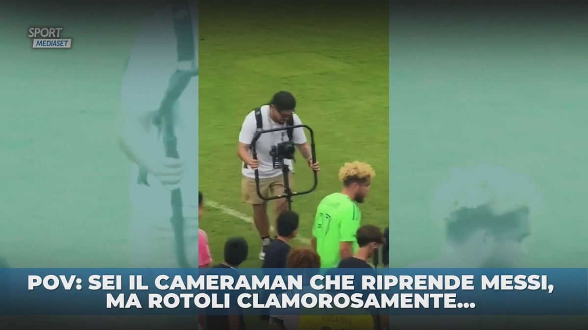 Rotola mentre riprende Messi