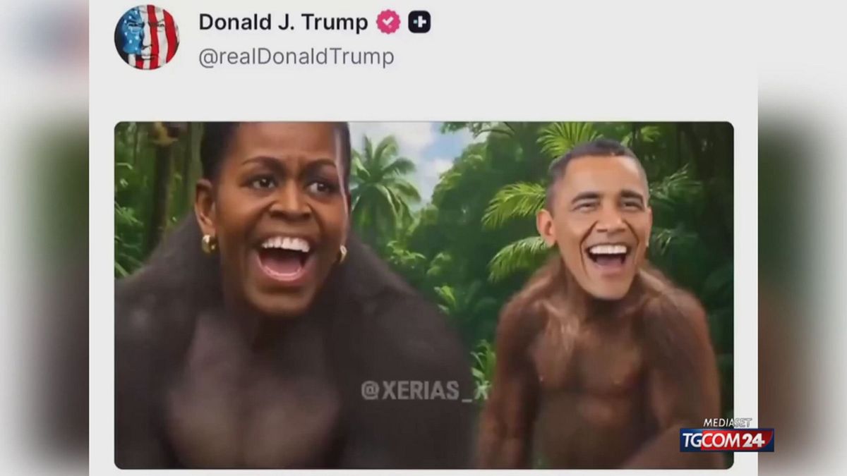 12.00 TRUMP, GLI OBAMA DIVENTANO SCIMMIE. BUFERA SRV