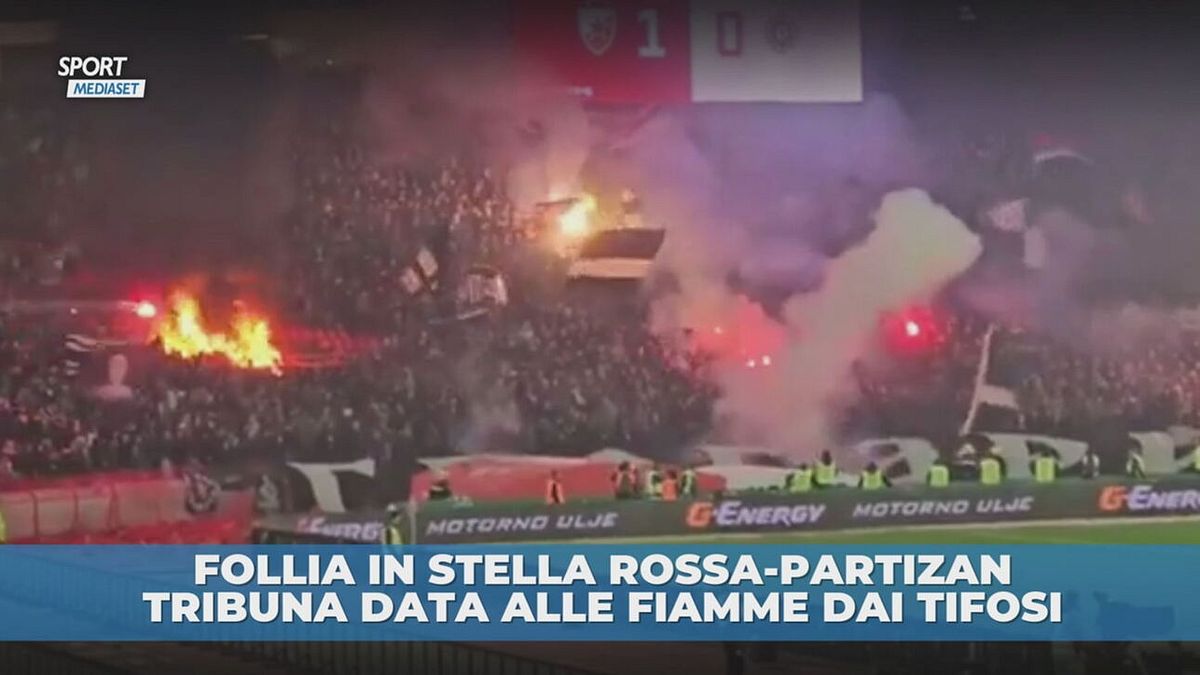 Stella Rossa-Partizan: tribuna in fiamme