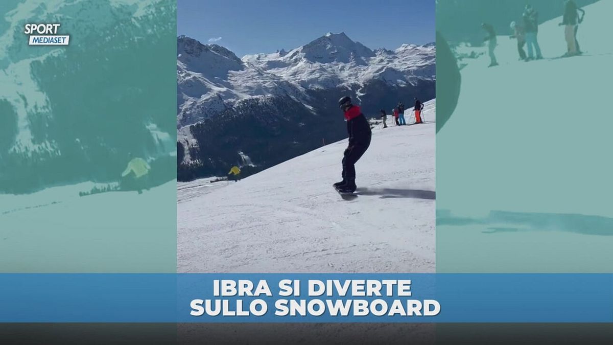 Ibrahimovic sullo snowboard con tavola rossonera targata "Zlatan"