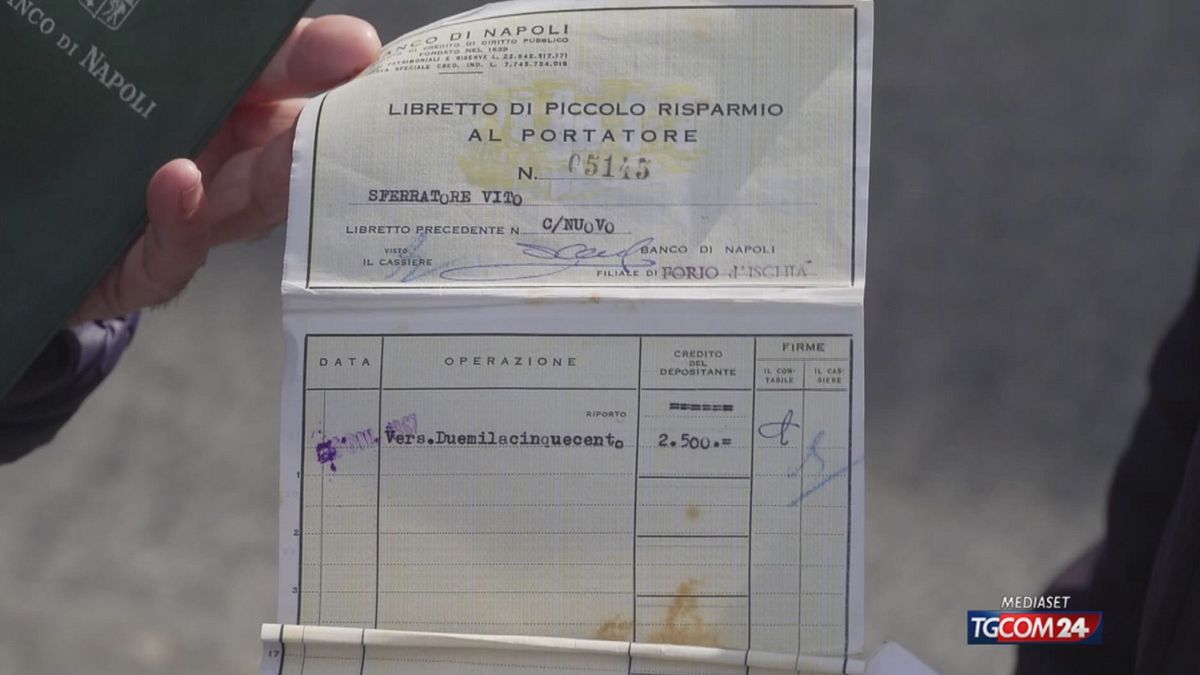 Ischia, ritrova un libretto bancario di 2.500 lire dopo 60 anni: ora potrebbe valere 70mila euro
