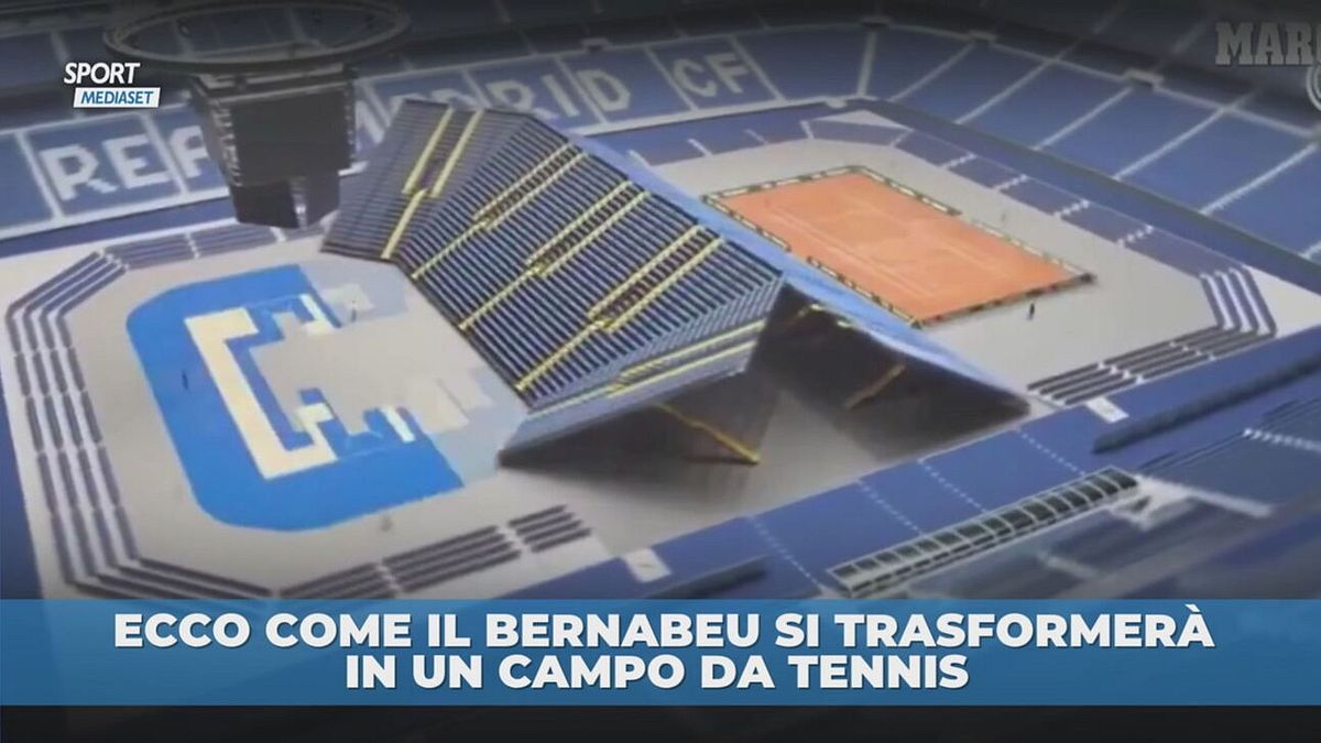 Il Bernabeu diventa un campo da tennis: immagini spettacolari