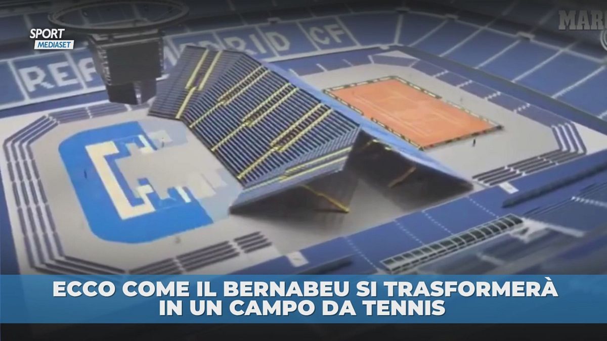 Il Bernabeu diventa un campo da tennis: immagini spettacolari
