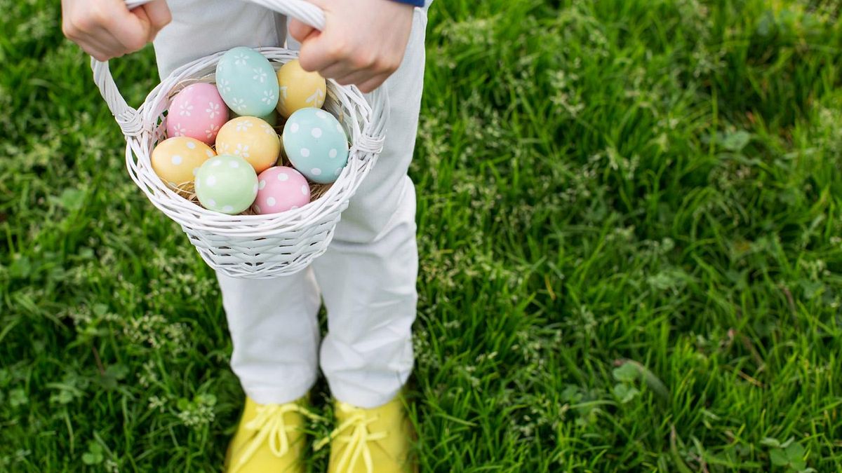 Il coniglietto pasquale è dispettoso e si diverte a nascondere le uova in giardino: tocca ai bambini raccoglierle tutte.