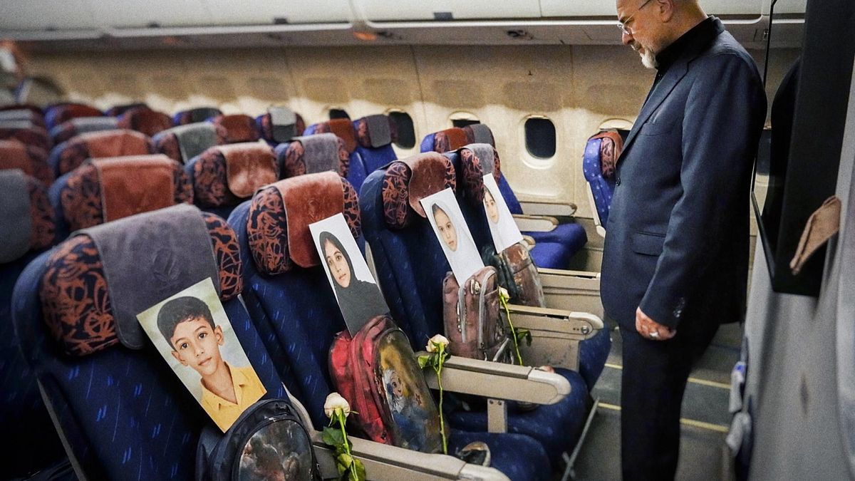 Il presidente del Parlamento iraniano Mohammad Bagher Ghalibaf ha portato le immagini dei bambini uccisi nella scuola di Minab, in Iran.