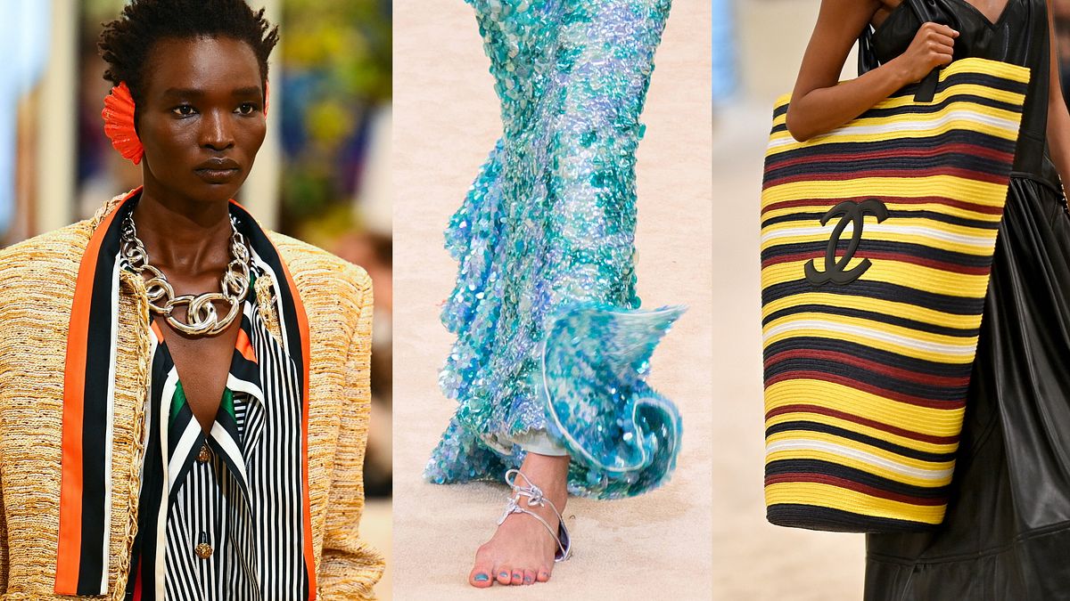 Maxi orecchini a forma di conchiglia, sandali non sandali che lasciano scoperto il piede e borse da spiaggia: tre maxi trend dalla sfilata di Chanel Cruise 2026/27 a Biarritz