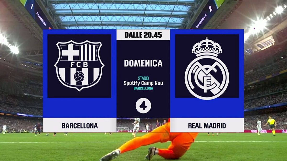 Barcellona-Real Madrid: domenica 10 maggio alle 20.45 su Rete 4