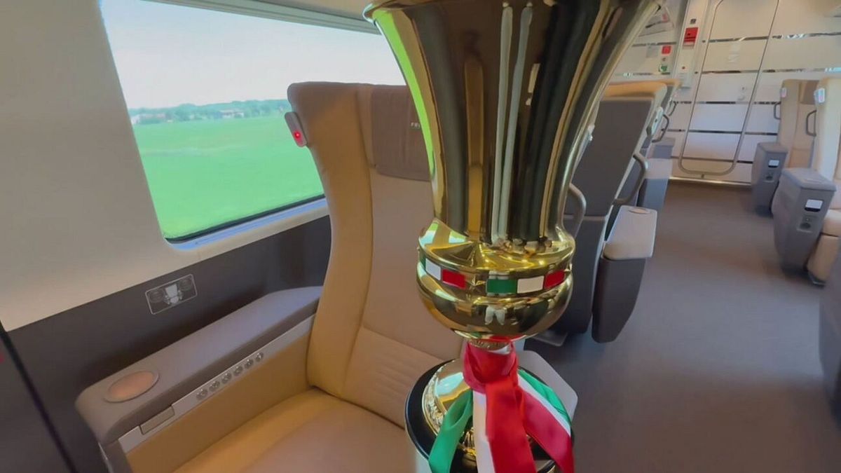 In treno con la Coppa