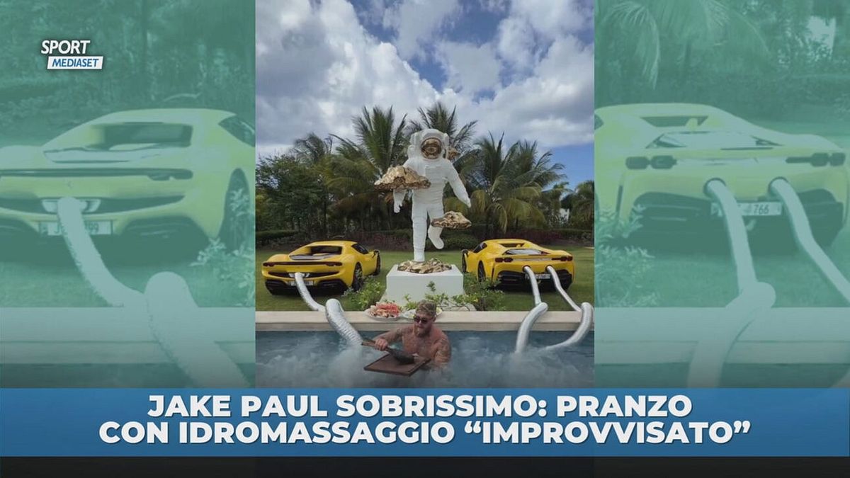 Jake Paul sobrissimo, improvvisa l'idromassaggio per il pranzo con le sue 2 supercar