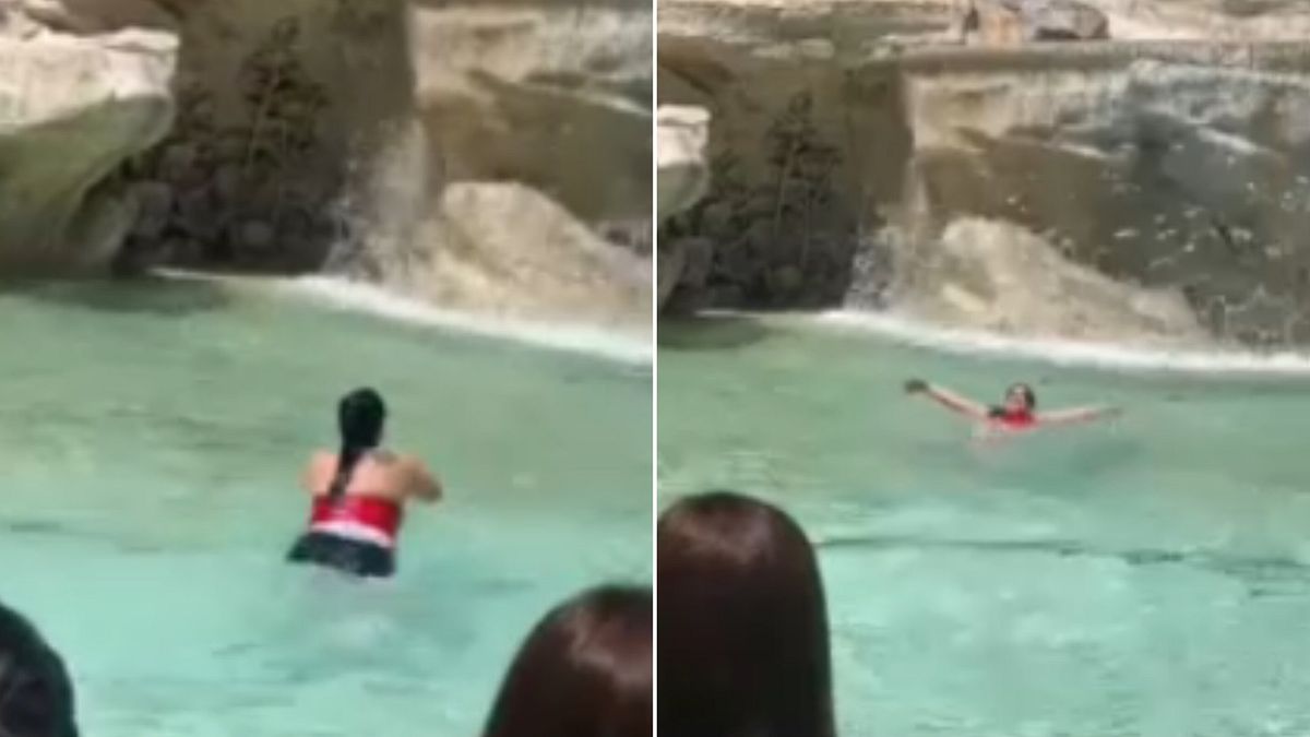 Due bracciate per combattere il caldo... nella Fontana di Trevi