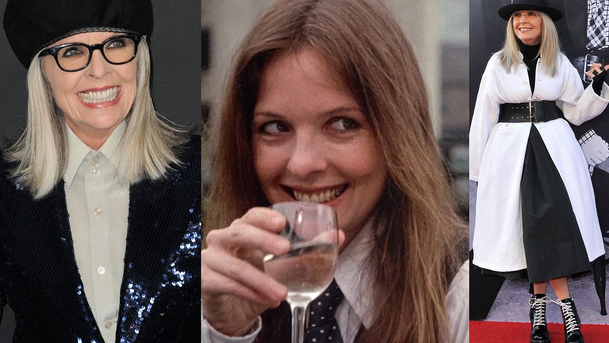 Diane Keaton. Nell'immagine al centro, in "Io e Annie" (titolo originale Annie Hall), il film di Woody Allen per cui nel 1978 ha vinto l'Oscar