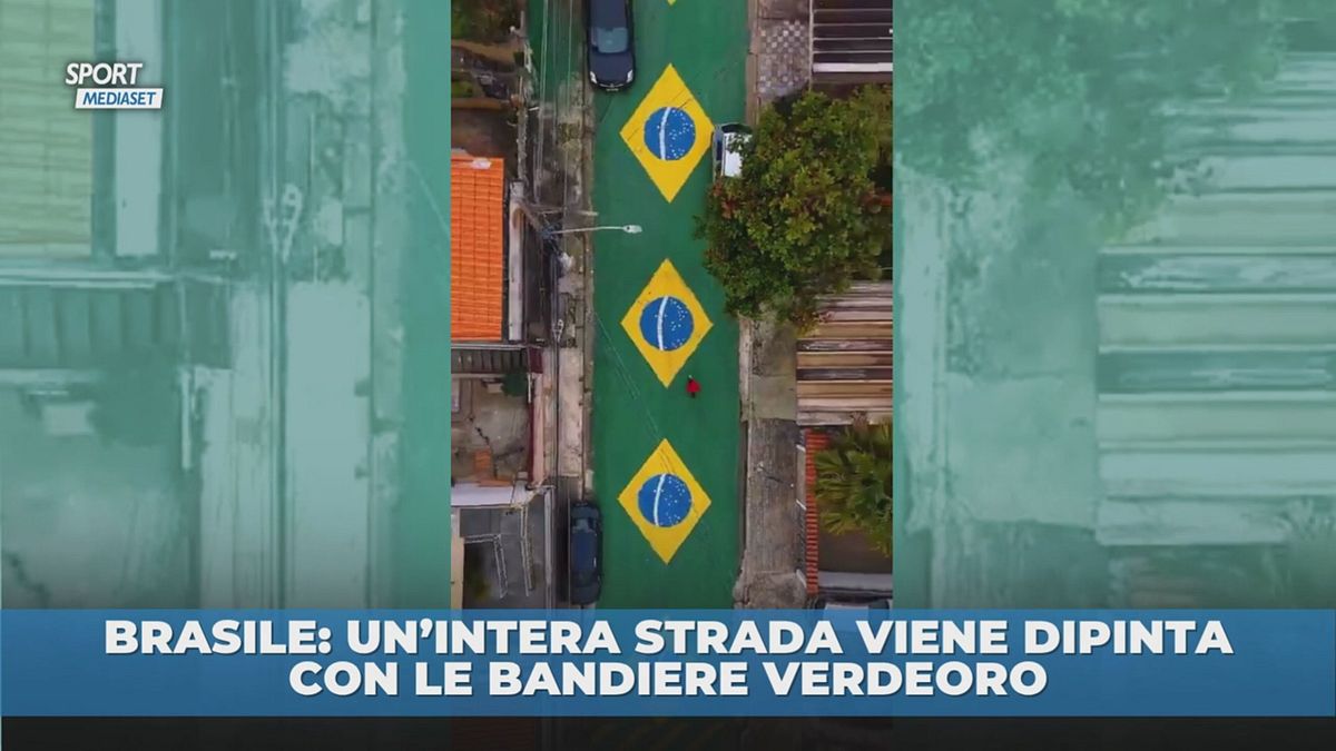 Brasile: strada dipinta con le bandiere del Brasile