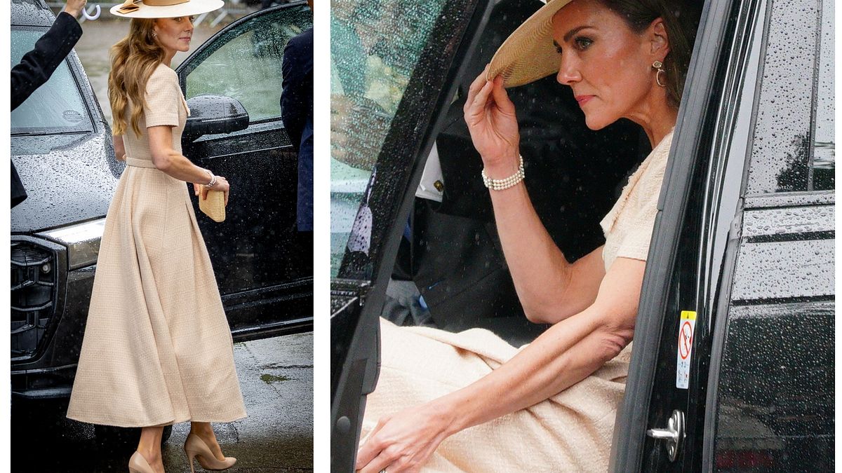 L'arrivo della principessa Catherine del Galles - Kate Middleton - al matrimonio di Peter Phillips e Harriet Sperling