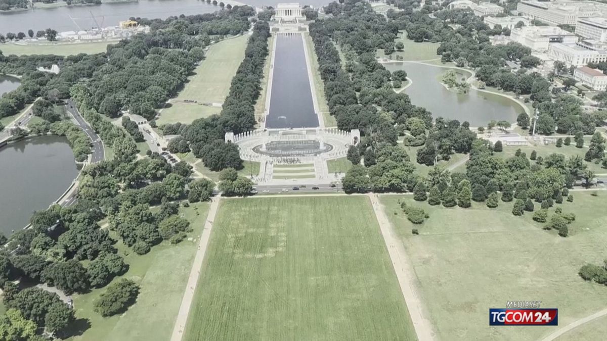 Un numero misterioso è apparso sul prato del National Mall contro Trump