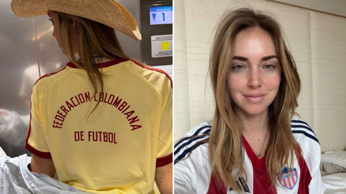 Chiara Ferragni con maglie legate al calcio colombiano