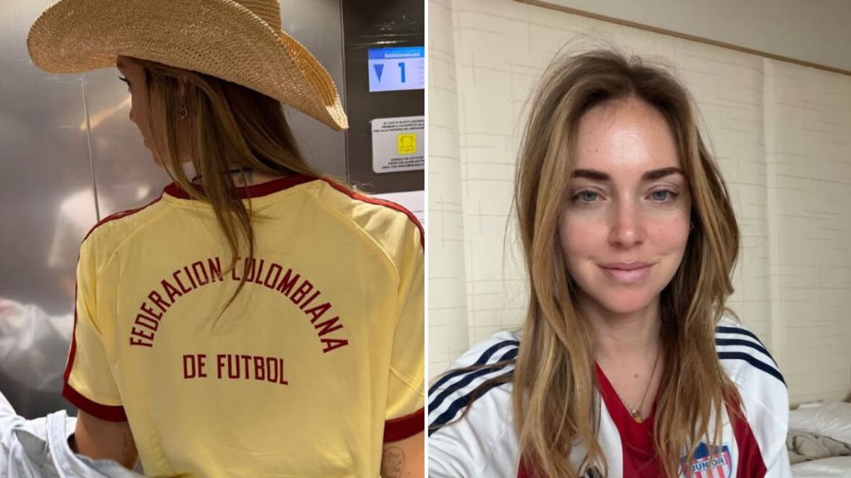 Chiara Ferragni con maglie legate al calcio colombiano
