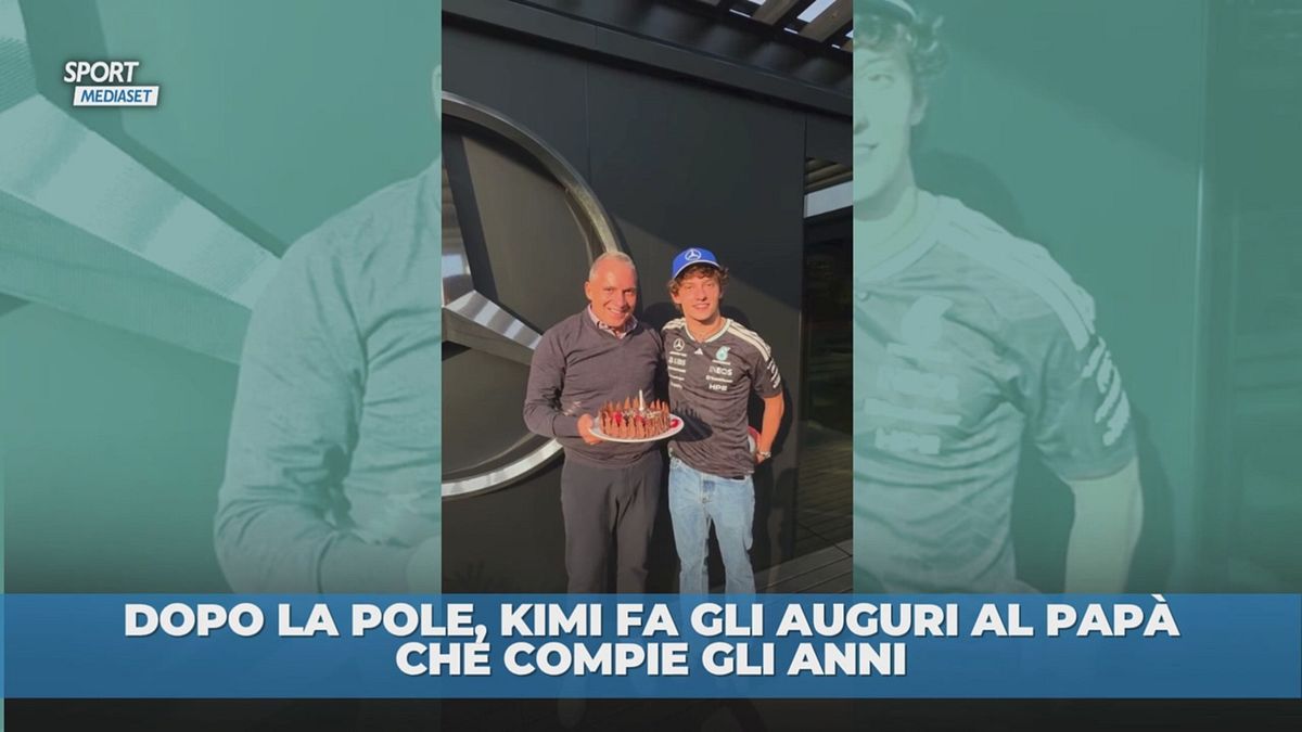 Kimi Antonelli, pole e festa per il papà