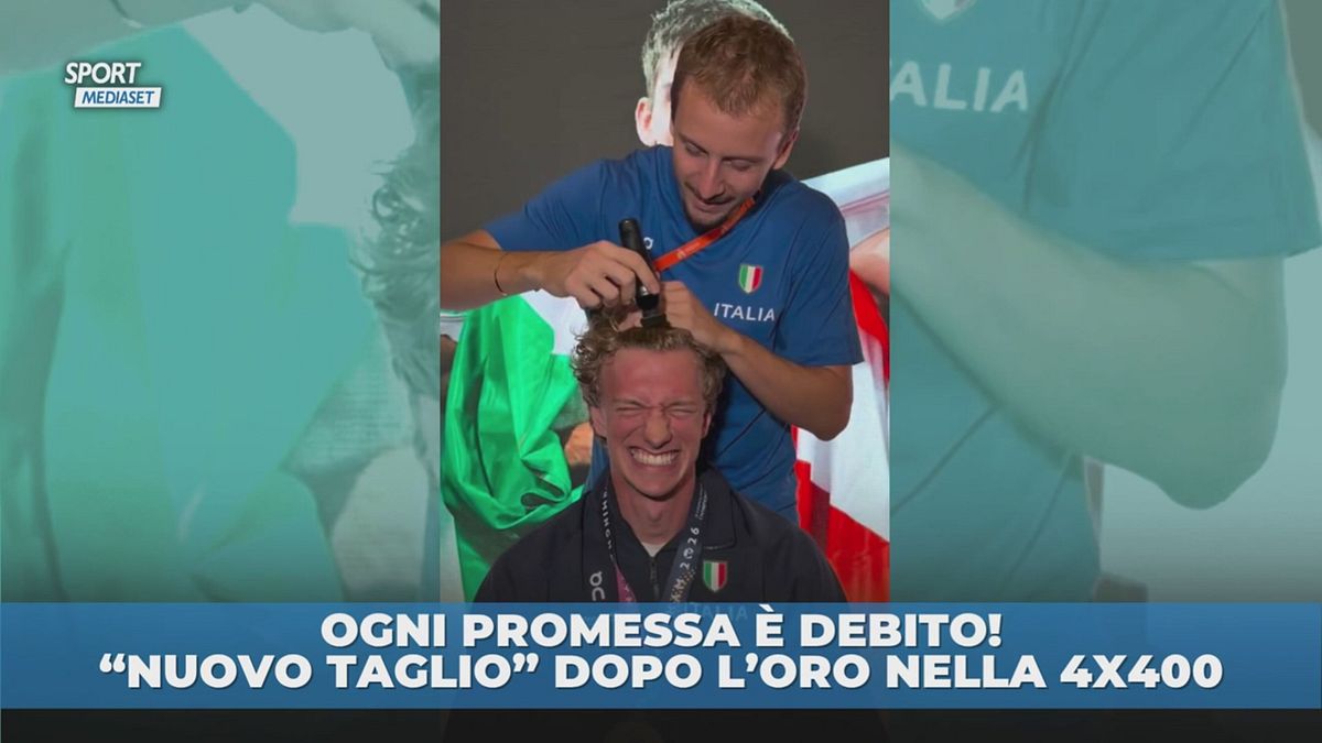 Nuova "acconciatura" per Lorenzo Benati dopo l'oro nella 4x400