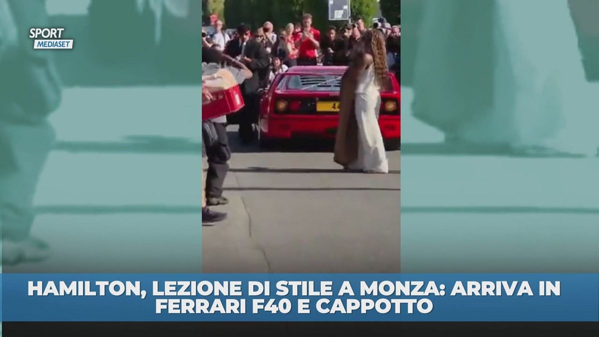 Hamilton a Monza: lezione di stile in cappotto sulla F40
